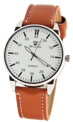 Elegante Flieger Armband Lederoptik Uhr braun / silber Elegante Flieger Armband Lederoptik Uhr braun / silber