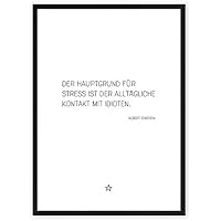 Grund für Stress: Idioten - Kunstdruck auf wunderbarem Hahnemühle Papier DIN A4 -ohne Rahmen- schwarz-weißes Bild Poster zur Deko im Büro / Wohnung / als Geschenk Mitbringsel zum Geburtstag etc.