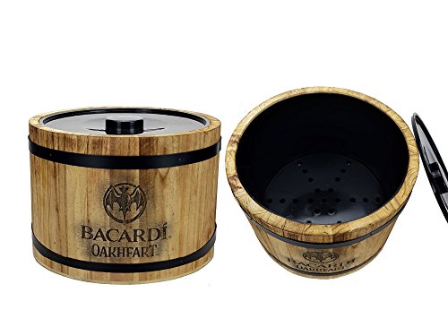 Preisvergleich Produktbild Bacardi Oakheart Fass Flaschenkühler Eiskühler Eiskübel Bar Kühler - Massiv Echtholz