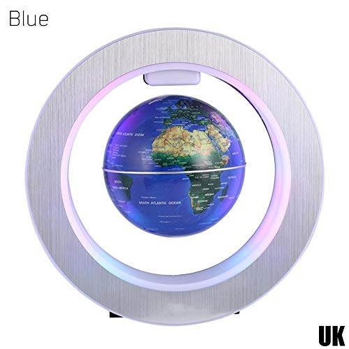 Levitating Globe, O-Shaped Floating Globe with Colored LED Lights Anti Gravity Magnetic Levitation Rotating World Map for Children Gift Home Office Desk Decoration