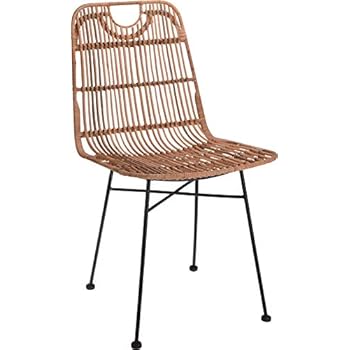 Korb-Stuhl im Retro-Stil aus echtem Rattan mit Eisen-Fußgestell: Amazon