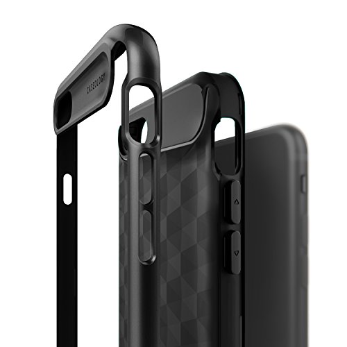 Caseology Funda iPhone 7  Funda iPhone 8   Serie Parallax  Proteccion Delgada Agarre Texturizado y Diseno geometrico  Negro Mate - Matte Black  para Apple iPhone 7  2016    iPhone 8  2017 