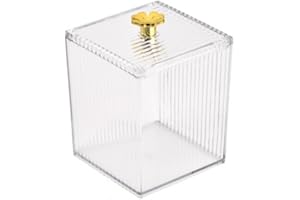 Focenat Scatola per Dischetti di Cotone, Organizzatore Cosmetici Porta Dispenser, Custodia Trasparente in Plastica, Clear Jar Organizer per Bagno