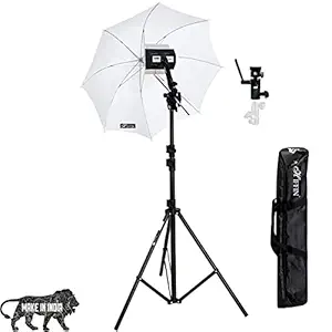 HIFFIN Studio Home 33 Umbrella Stand Setup with Sungun Adapter B-Bracket and Stand Single Set with Continuous/Video Light with 1000 Watt Halogen Tube (H-4 Light KIT Mark I)