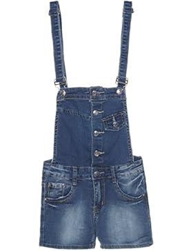Mädchen Latz-Hose Dungarees Jeans Shorts Super Skinny Röhre Stretch Overal 21274