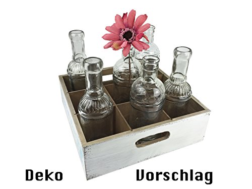 6er Set Glasflaschen, transparent (Vasen Set für Tischdekoration, Hochzeitsvasen, Kerzenvase, Gastro - 3