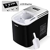 eiswürfelmaschine kaufen ❄LCD Bedienfeld & Einfache Überwachung- Einfache Bedienung und die großen Icons machen jederzeit deutlich, welcher Modus eingestellt wurde; Das transparente Sichtfenster ist gut für die Überwachung