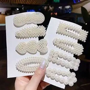 ANNACREATIONS Metal Hair Clip for Women and Girls, Multicolour, 8 Pieces