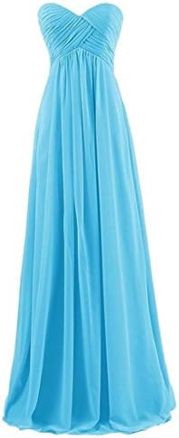 women's long evening dress prom party bridesmaids wedding bridal gown chiffon pleated bandage back no straps . 17 . us22