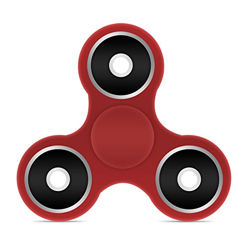iXium Tri Fidget Spinner Hand Finger Stress Toy Pocket Desk Focus Center Bearings - Red / Black