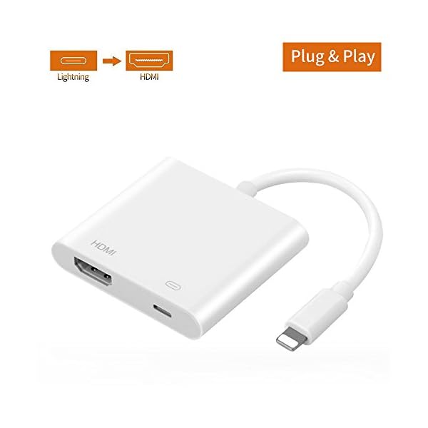 Saiwill HDMI-Adapter, Digital-AV-Adapter mit iPhone-Ladeanschluss, Kompatibel mit iPhone, iPad, iPod Touch, für HD-TV-Monitor Projektor 1080P Support iOS 12 und früher