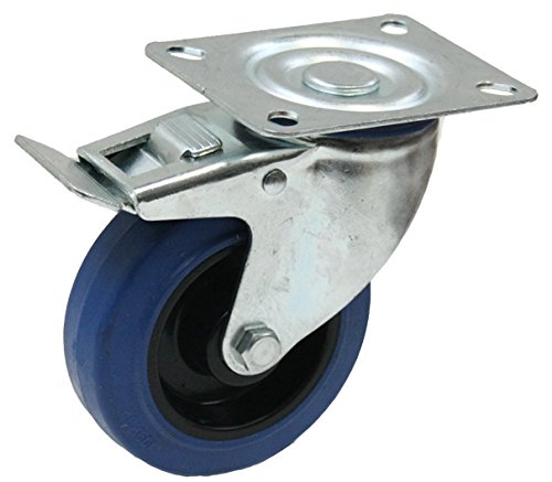 Satz von vier – 100mm blauen Gummi Flight Case Rollen – schwere elastische Gummirollen 150kg - 3