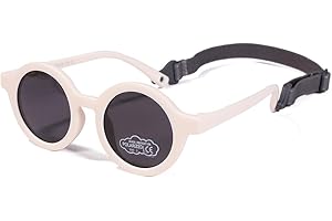 SXBCyan Gafas De Sol Redondas Polarizadas For Bebés De 0 A 36 Meses, Tonos De Goma Flexibles con Correa For Niños Pequeños Recién Nacidos (Color : Beige)