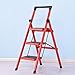 Produktbild Home Folding 3 4 Stufen Leiter DREI Vierstufen Hocker Haushalt Dual Use Indoor Küche rutschfest Tragbar Mit Armlehnen JYTZ (Color : Red, Size : 3 Steps)