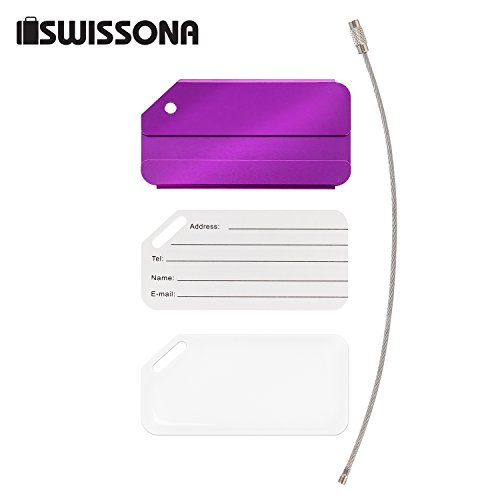 AVIATE 2 Stück Gepäckanhänger für Reisegepäck in blau und lila aus robustem Metall und 2 Jahren Zufriedenheitsgarantie - 4