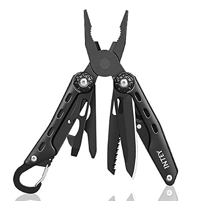 INTEY Pince Multifonction Acier Inoxydable Multi Usage Couteau Suisse Militaire avec Poignée ergonomique (Sécurité intégrée & Pochette de ceinture)