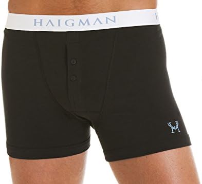 Haigman Mens Designer Cotton Stretch Buttoned Boxer Short Trunk 2 PK In Box