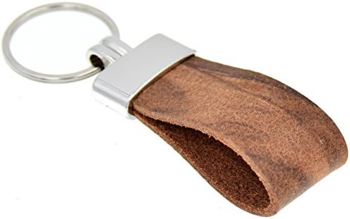 Keyring pelluca 100% Authentic Italian Leather Handmade in Germany 10 Years Warranty - Leather: Nougat Brown, Ring: Silver