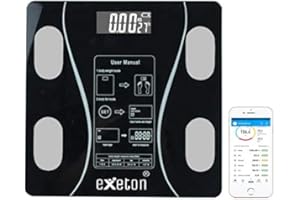 EXETON Smart Bluetooth Body Weighing Scale, Body Fat Scale, BMI Weighing Scales, Body Composition Analyzer (Black)