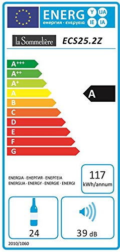 La Sommelière ECS25.2Z Weinkühlschrank / 87,0 cm Höhe / Zweizonen Weintemperierschrank mit Kompressor / Digital-Anzeige der Temperatur / edelstahl und schwarz - 2