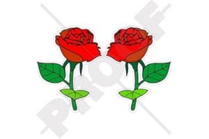 STICKERSWORLD Color rojo Rosas Flores inglés rosa 75 mm (3 pulg.) vinilo parachoques pegatinas, adhesivos X2