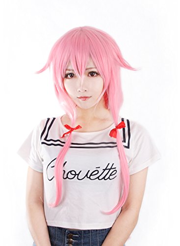 I-Cos Beauty Gasai Yuno Woman Long Pink Straight Cosplay Wig for Party free gift Wig cap