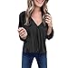 Produktbild Tianwlio Damen Lässige Langarmshirt Hoodie Pullover Weihnachtsaltes Lässige Feste V-Ausschnitt Lange Puffärmel Gekräuselten Pullover Shirt Top Bluse Schwarz L