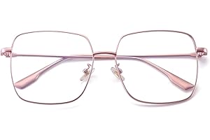 Dollger Blaulichtfilter Brille für Damen Herren Blaue Licht Blockieren Brille Square Metall Großer Rahmen Brille Anti Blaulicht PC TV Gaming