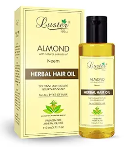 Luster Almond (Neem) Herbal Hair Oil | Softens Hair Texture & Nourishes Scalp | Hair oil For Hair Growth | For Women & Men | For All Hair Types (Paraben & Mineral Oil Free)-110 ml