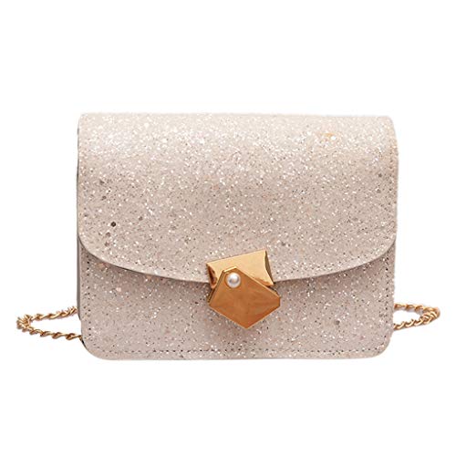 Preisvergleich Produktbild friendGG Damenmode Kleine Quadratische Tasche Perle Zubehör Tasche Pailletten Umhängetasche, Kunstleder, Umhängetasche, Diagonalpaket, Haspe, Mode, Trend, Hochschule, Alligator