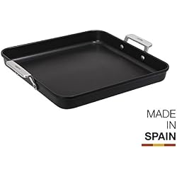 Valira 4688/25 Aire Plancha Premium de 28x28 cm fabriqué en Espagne, en fonte d'aluminium avec anti-adhérent écologique renforcé, apte pour l'induction, Noir
