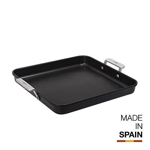Valira 4688/25 Aire Plancha Premium de 28x28 cm fabriqué en Espagne, en fonte d'aluminium avec anti-adhérent écologique renforcé, apte pour l'induction, Noir
