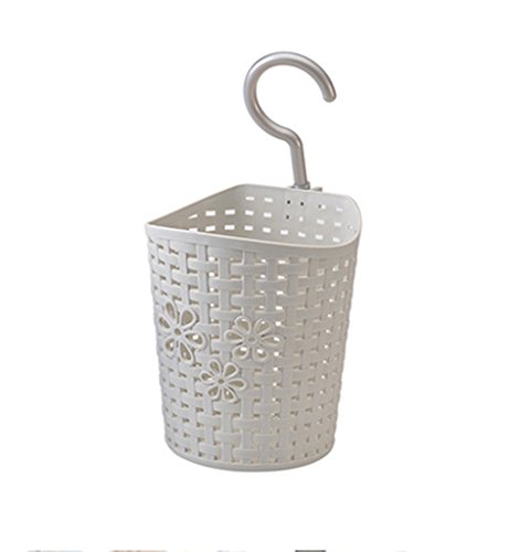 Yiliay Plastik Hängend Duschkorb Hängekorb Aufbewahrungsbox Haken Badkörbe Für Küche Badezimmer-Grau S