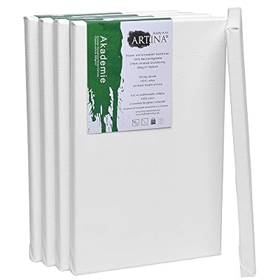 Artina - Châssis entoilé - Toile à peindre - Akademie - Qualité fine - Apprêtée 2 fois - Lot de 5 - 20x30cm - 280g/m²