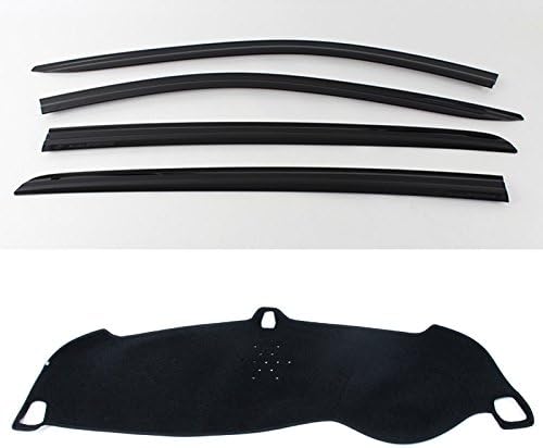 Aoneparts Black Dash Mats Cover 1pcs & Smoke Tinted Wind Deflectors 4pcs K-901-152