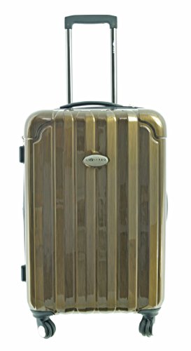 Preisvergleich Produktbild Koffer XL Hell Braun mit struktur 77x50x31cm + 20% Erweiterbar Dehnfalte Polycarbonat Hartschale Reisekoffer Trolley Bowatex