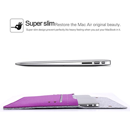 YESSBON 13,3 Zoll Macbook Air/Pro Retina Schönem Filz Sleeve Filztasche Hülle Ultrabook Laptop Tasche Notebook-Taschen Speziell für 13,3 Apple Macbook Pro Retina und Macbook Air Zoll entworfen – Grau& Blaurot - 2