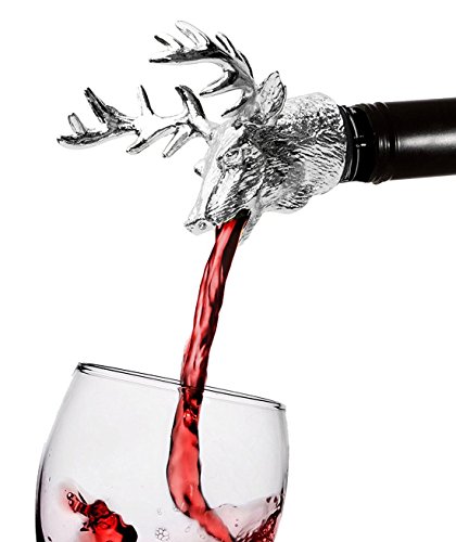 FREEMASTER Flaschenverschlüsse Weinausgießer Hirschkopf Stopper Wein und Bier (Schwarz Deer)