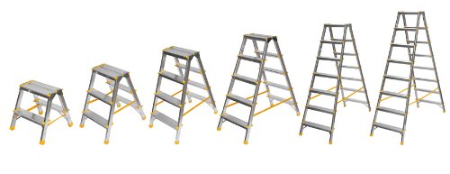 Aluminium Trittleiter, beidseitig begehbar, 2×2 Stufen, 150kg Traglast - 3