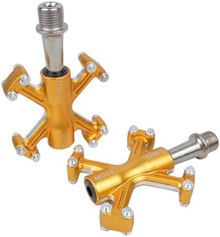 Ruifu Ultralight Aluminum Bicycle Pedals MTB Mountain Bike Cycling Racing Pedals 2pcs (Gold)