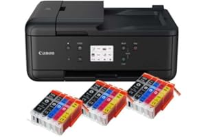 IC-Office TR7650 Farbtintenstrahl Multifunktionsdrucker 4-in-1 (Drucken, Kopieren, Scannen, Faxen, ADF, WLAN, AirPrint) schwarz + 15 XXL Tintenpatronen