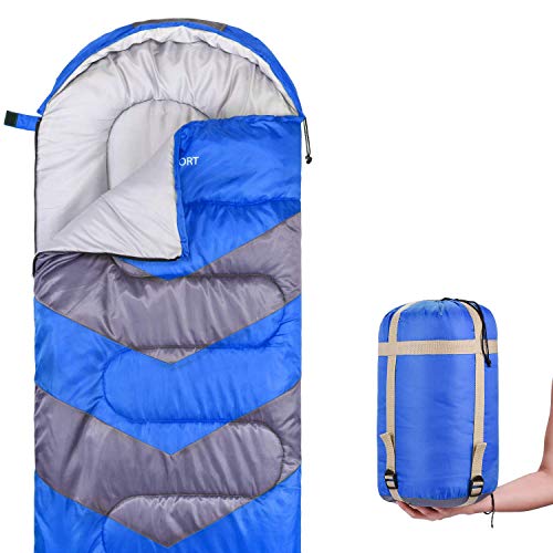 Sleeping Bag - Envelope Lightweight Portable, Waterproof, Comfort With Compression Sack - Great For 4 Season Traveling, Camping, Hiking, & Outdoor Activities. (SINGLE) by Abco Tech