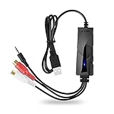 VTOP USB 2.0 Audio/Stereo Musique Capture Convertisseur - Capture Analogique Audio/Son Signals par 3.5mm Jack ou RCA Stereo Interfaced Device vers PC, Mac, Linux (DIY Music Tool)