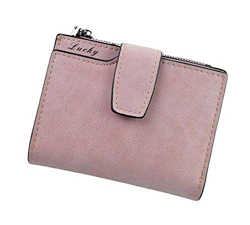 Diyafas Vintage Portemonnaie mit Reißverschluss Leder Geldbeutel Frauen Kurze Münze Geldbörse Tasche Kartenhalter Organisator