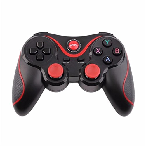 Preisvergleich Produktbild Kabelloser Bluetooth-Gamepad-Controller, wiederaufladbar, für Smartphone, Pad, TV, TV-Box, Amazon Fire Stick mit Android-Plattform 3.2 und höher (Schwarz + Rot)