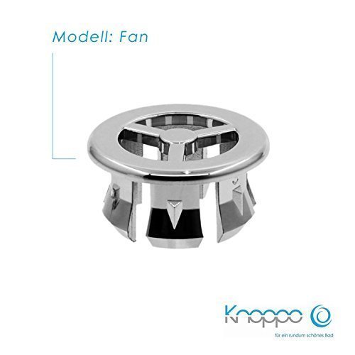 KNOPPO® Waschbecken Überlauf Abdeckung, Überlaufblende - Fan (6 verschiedene Design-Modelle) chrom