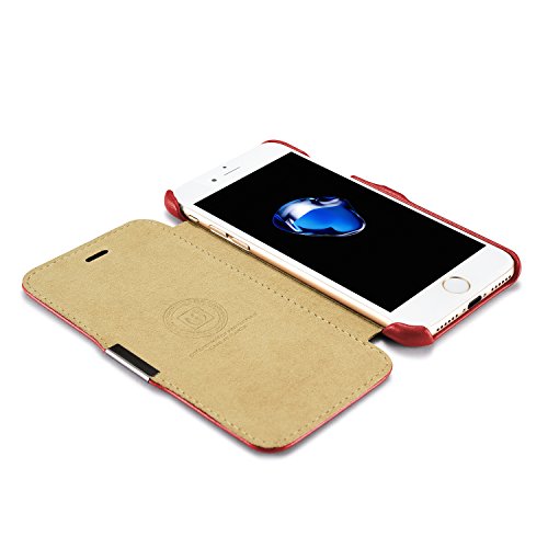 SLEO Funda iPhone 7 Plus iPhone 8 Plus  Carcasa con Tapa Cuero Interior Ultra Slim Flip Folio ICARER Case para iPhone 7 Plus iPhone 8 Plus - Retro Marr  n