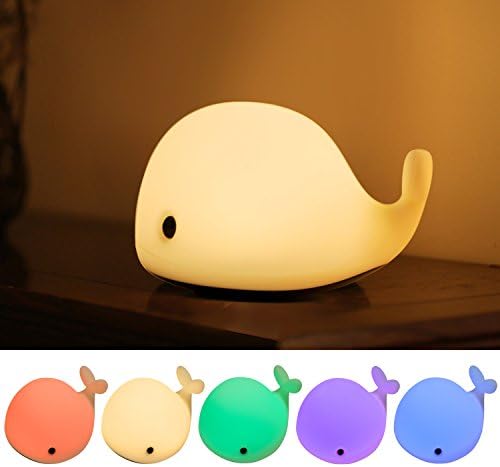 Agapo Children Night Light Dolphin Night LampLED Bedlight USB Rechargeable Lighting, Sensitive Tap Control for Baby Adults Bedroom