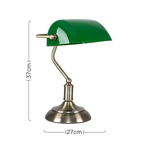 MiniSun – Traditionelle Bankerlampe mit einem Finish aus Antikmessing und einem grünen Lampenschirm – Tischlampe - 6