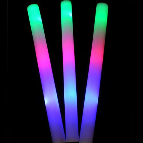Cloud-Castle 30 Stück LED leuchtstäbe schaumstoff 48*4cm, LED Schaumstoff Leuchtstab,Festival Leuchtstick, mit 3 Leuchtfunktionen, Disco, Mitgebsel, Mitbringsel, Festival, Party, Geburtstage, Kinder Spielzeug, blinkt Glühen-Stock-helle Stöcke - 5